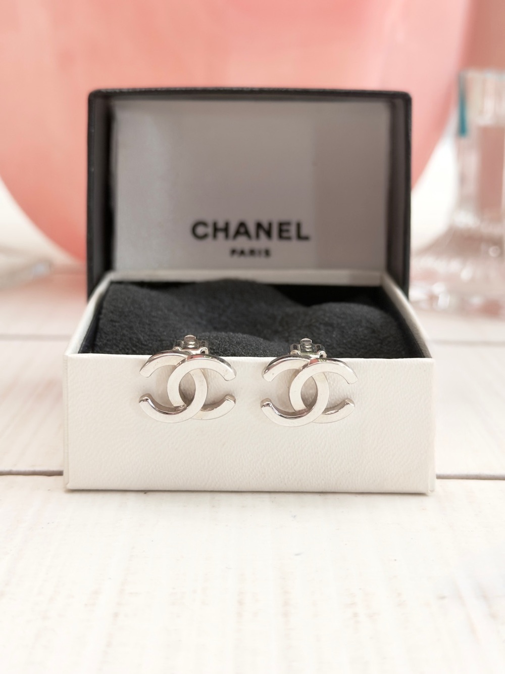 Chanel Vintage CC Logo Silver Clip-On Earrings